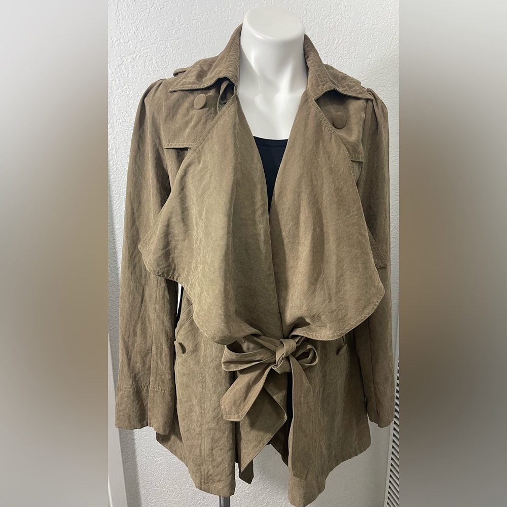 Olive green slouchy collard coat L